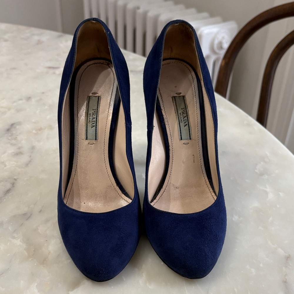 Prada Women's Navy Suede Heels